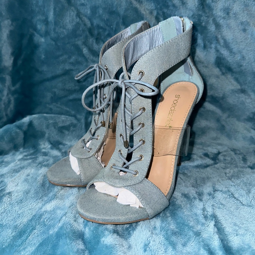 Women’s jean tie up heels *size 7*
